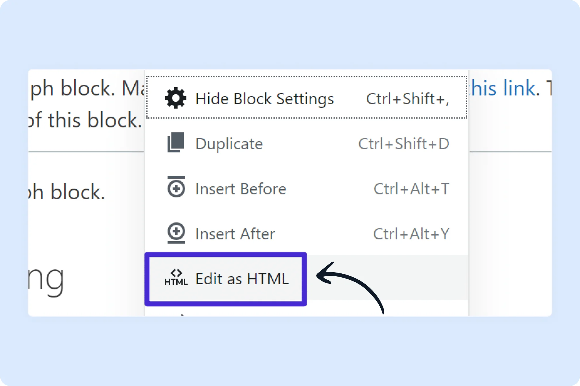 Choose edit as HTML